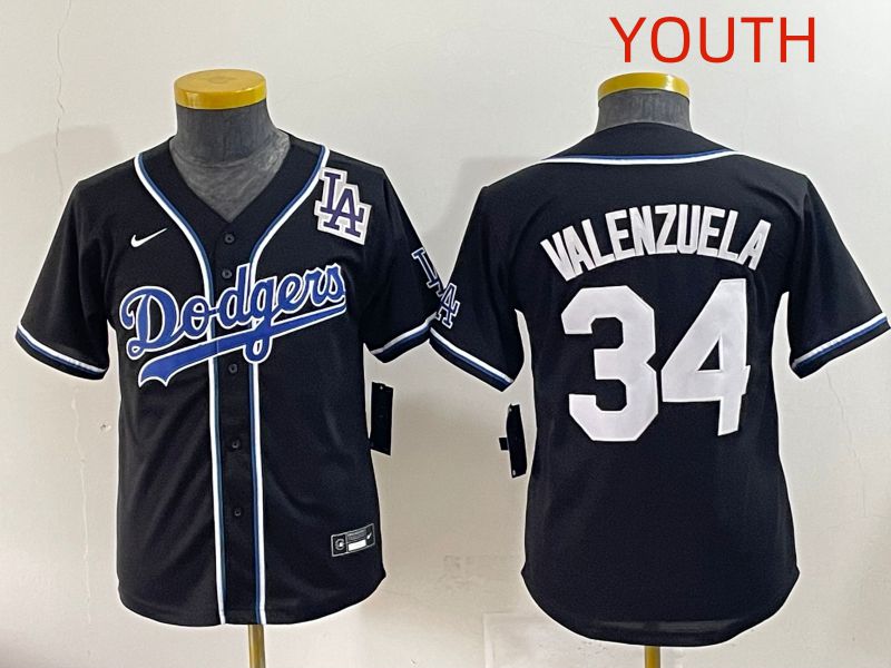 Youth 2025 Los Angeles Dodgers #34 Valenzuela Black Three generations Fashion Nike MLB Jersey style 11